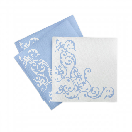 Servetele de masa festive Linclass - Pomp (Baby Blue-Alb) / 40 x 40 cm / 50 buc [2]