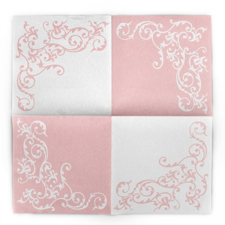 Servetele de masa festive Linclass - Pomp (Roz-Alb) / 40 x 40 cm / 50 buc [4]