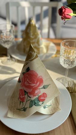 Servetele de masa festive Linclass - Romantic (auriu) / 40 x 40 cm / 12 buc [2]