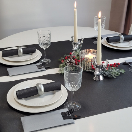 Servetele de masa festive Linclass - Shine metallic black (negru sclipitor) / 40 x 40 cm / 50 buc [6]