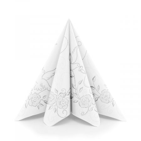 Servetele de masa festive Linclass Wedding - Nunta (Gri-Argintiu) / 40 x 40 cm / 50 buc [1]