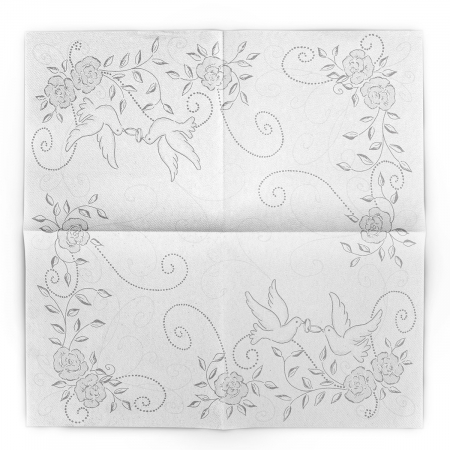 Servetele de masa festive Linclass Wedding - Nunta (Gri-Argintiu) / 40 x 40 cm / 50 buc [2]