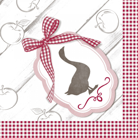 Servetele festive - VALENTINE'S DAY & DRAGOBETE - Servetele de masa festive Softpoint - Ganse (imprimeu cu gasca) / 40 x 40 cm / 50 buc