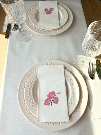 Servetele de masa festive Softpoint - Shija (imprimeu orhidee roz) / 40 x 40 cm / pliate 1/8, 50 buc [5]