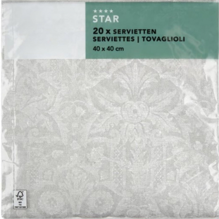 Servetele festive - UNICE, gama SPANLIN - Servetele de masa festive Spanlin - Oriental (gri deschis) / 40 x 40 cm / 20 buc