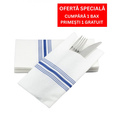1 + 1 GRATIS - BAX Servetele pentru tacamuri Linclass- Airlaid Blue Bistro / 43 x 43 cm / 750 buc