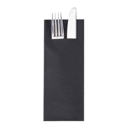 Servetele BUZUNAR tacamuri - Servetele pentru tacamuri Linclass Light - Black (negru) / 40 x 33 cm / 75 buc