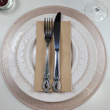 Servetele Linclass ultra calitative, maro deschis (cappuccino), 40x40 cm, pliate 1/8, 12 buc [1]