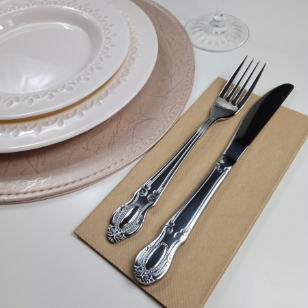 Servetele Linclass ultra calitative, maro deschis (cappuccino), 40x40 cm, pliate 1/8, 12 buc [2]