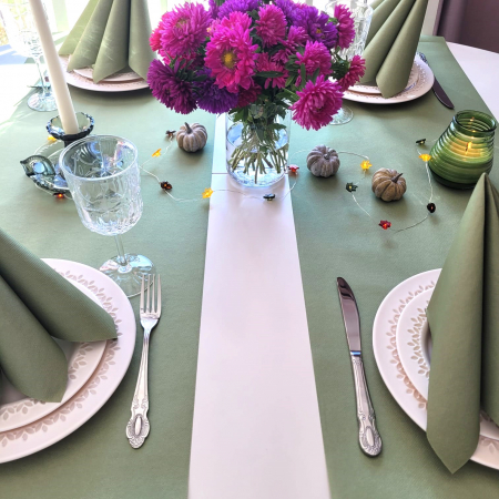 Set accesorii decorative masa festiva - servetele festive Linclass oliv, servetele pentru tacamuri, traversa de masa Linclass Oliv [3]
