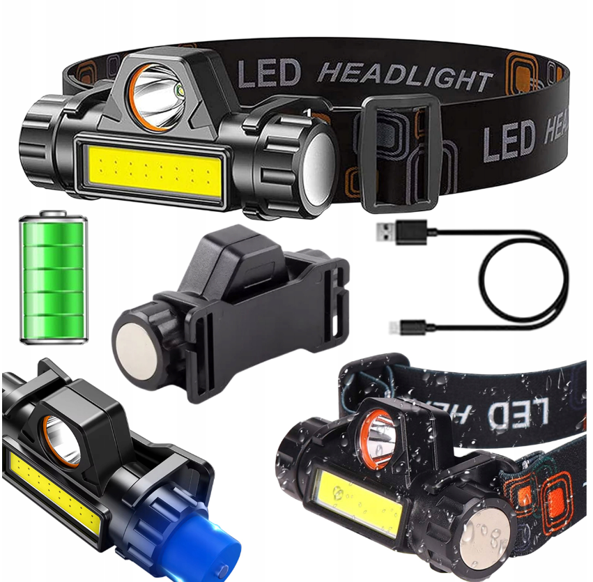 Lanternă cu Cap LED 4 în 1 RC-K-1228, cu Magnet și Aluat, Negru – Multifuncțională și Compactă [1]