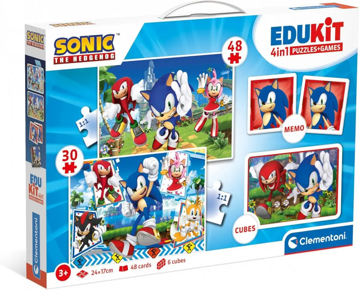 Sonic 4 în 1 Puzzle  – Clementoni, Set Interactiv pentru Copii [1]