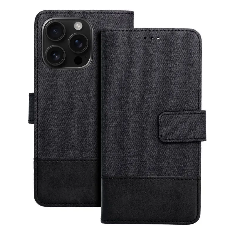 Husă GOMMA Book pentru Samsung Galaxy S25 – negru elegant, tip portofel [1]
