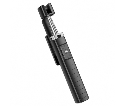 Selfie Stick HOCO K18 – Fourpod 2 în 1, Trepied + Băț Selfie, Telecomandă Bluetooth, Negru [1]