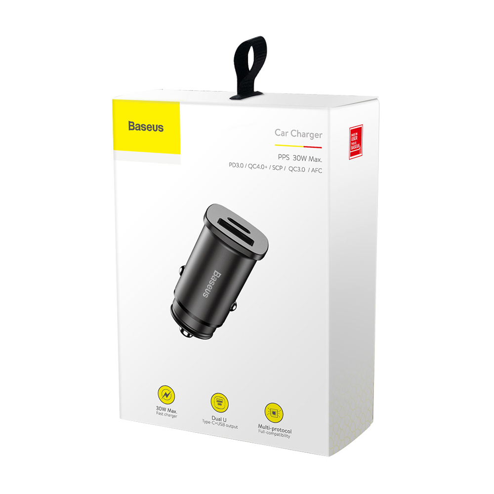 Încărcător Auto BASEUS CCALL-AS01/BS-C15C – USB-A + USB-C, 30W, PD QC4.0, Negru [2]