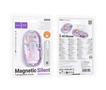 Mouse wireless HOCO dual-mod SILENT 2,4G 1600 dpi GM35 romantic violet [1]