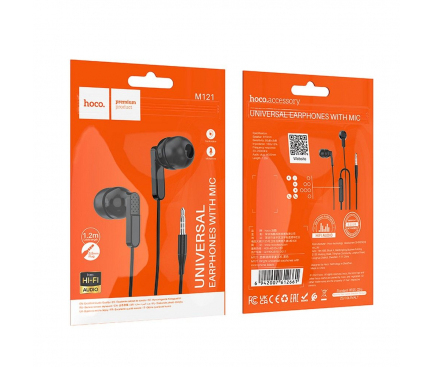Căști cu Fir HOCO M121 – Jack 3,5 mm, Microfon, Negru [1]