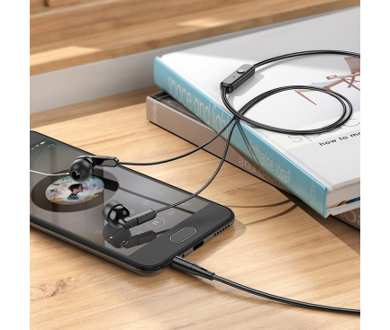 Căști cu Fir HOCO M121 – Jack 3,5 mm, Microfon, Negru [2]
