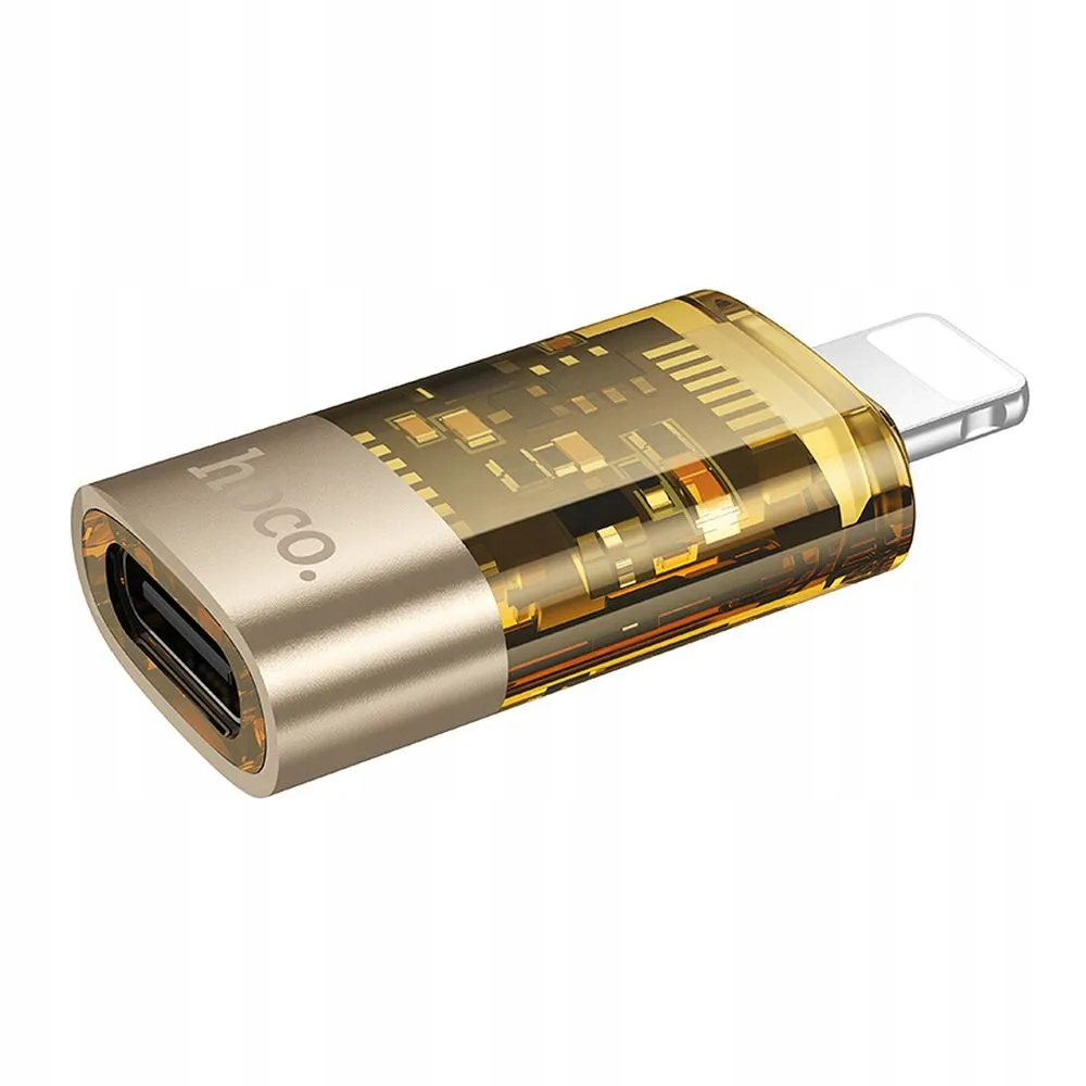 Adaptor HOCO OTG Lightning la Tip-C UA36A – Auriu Transparent [1]