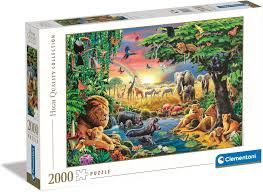 Animale African Gathering – Puzzle Safari Clementoni 2000 piese [1]