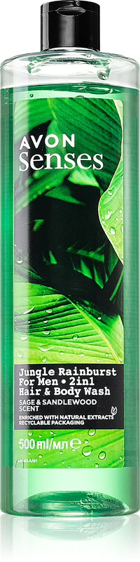 Avon Senses For Men Jungle Rainburst – Gel 2 în 1 (corporal + păr), 500 ml [1]