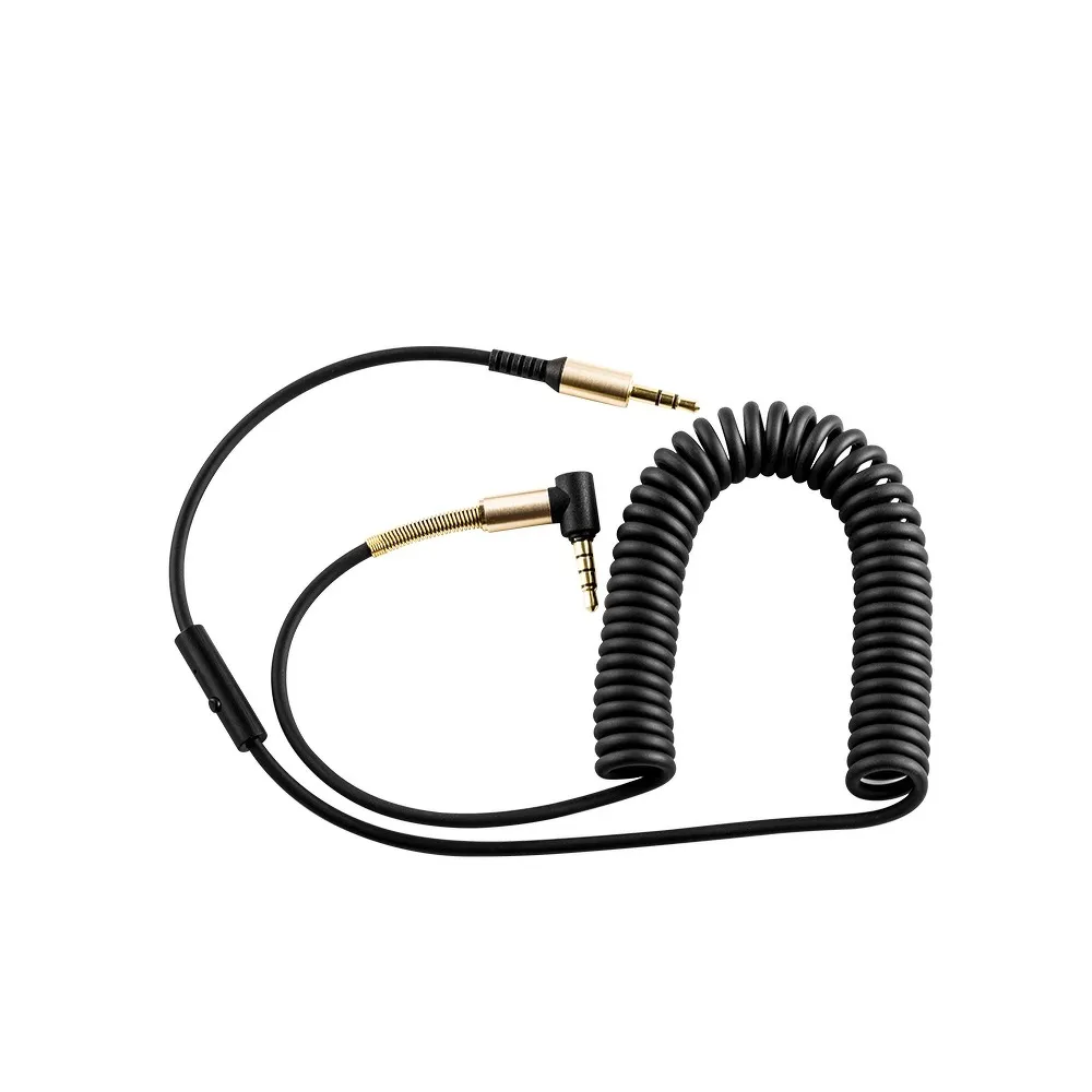 Cablu AUX Audio Hoco Jack 3.5mm cu microfon și design spirală, UPA02, Negru [1]