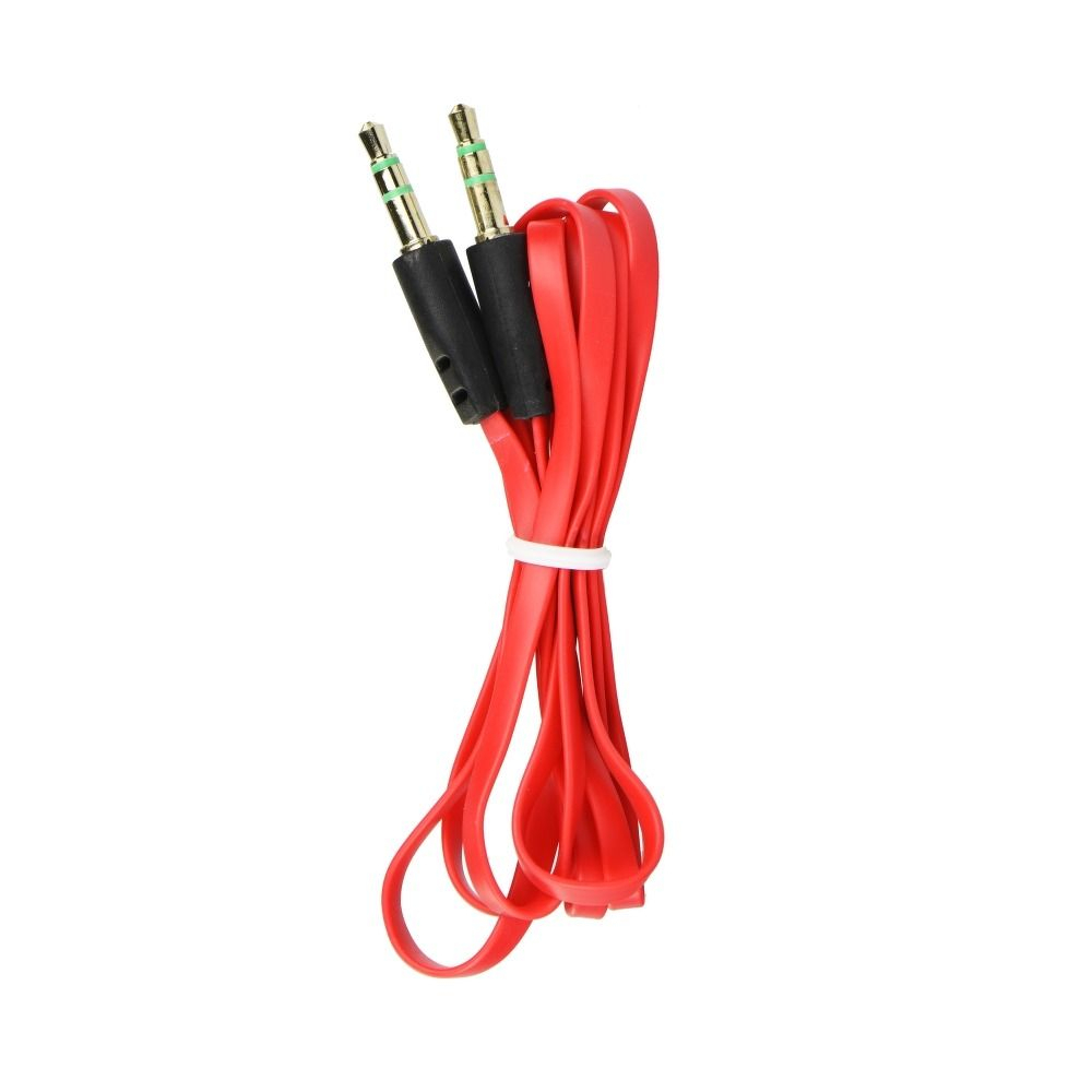 Cablu AUX Flat, Jack 3.5mm la Jack 3.5mm, 1m, Roșu [1]