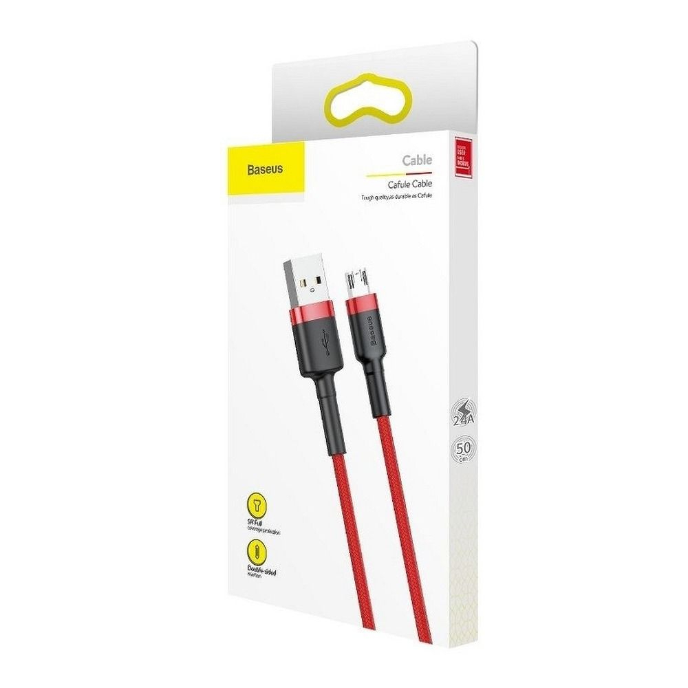 Cablu Baseus Cafule, USB-A la Micro USB, 2A, 1m, Rosu/Negru [4]