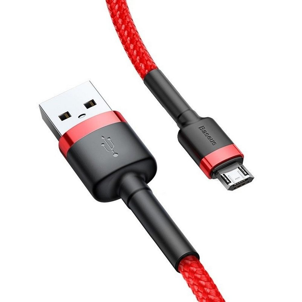 Cablu Baseus Cafule, USB-A la Micro USB, 2A, 1m, Rosu/Negru [2]