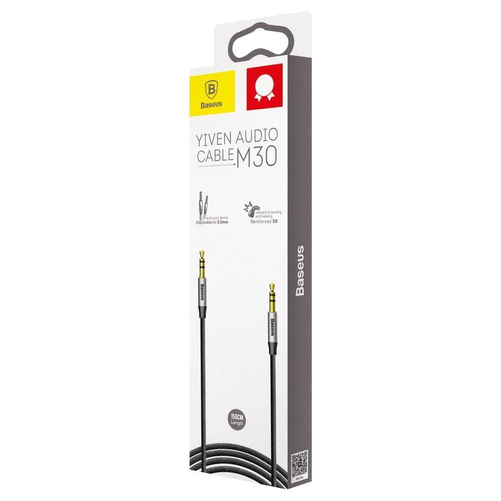 Cablu BASEUS Mufă AUX 3,5 mm (tată) la Mufă 3,5 mm (tată) CAM30-CS1 1,5 m negru argintiu [5]