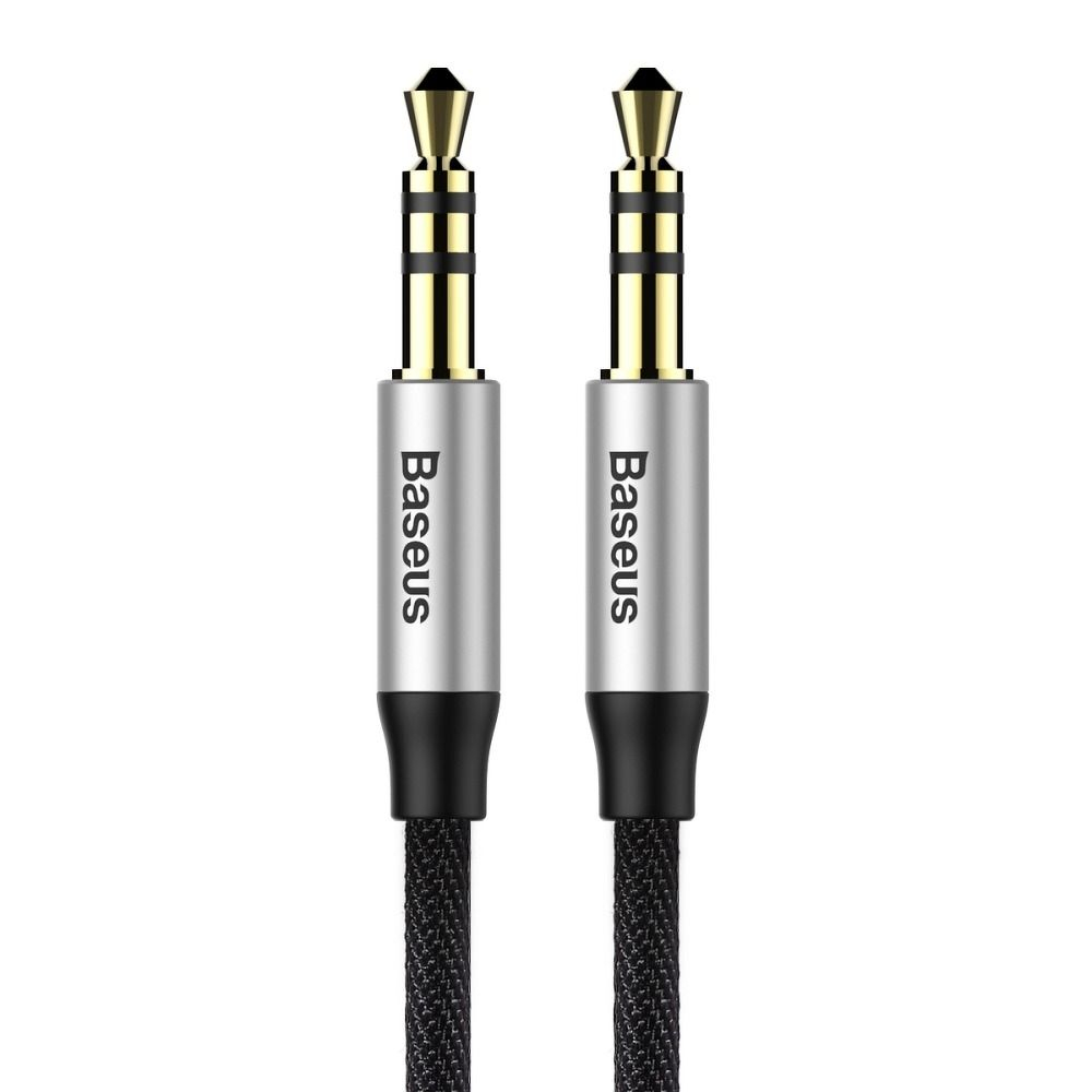 Cablu BASEUS Mufă AUX 3,5 mm (tată) la Mufă 3,5 mm (tată) CAM30-CS1 1,5 m negru argintiu [4]