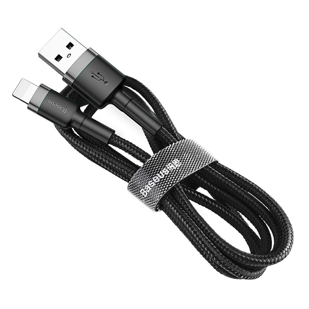 Cablu Baseus USB-A la Lightning, 2.4A, Cafule Series, 1m, Negru-Gri [1]