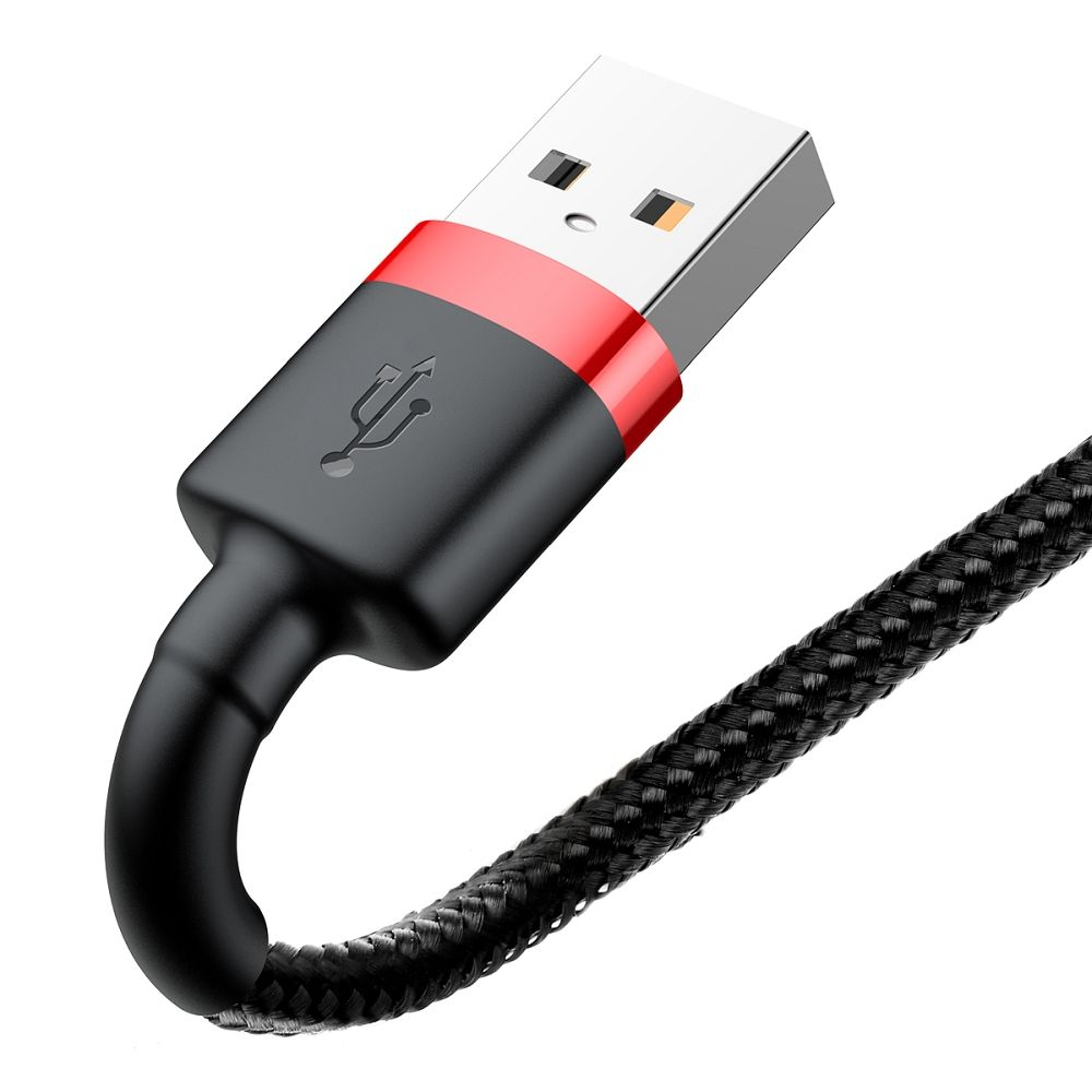 Cablu Baseus USB-A la Lightning, 2.4A, Cafule Series, 1m, Negru-Roșu [3]