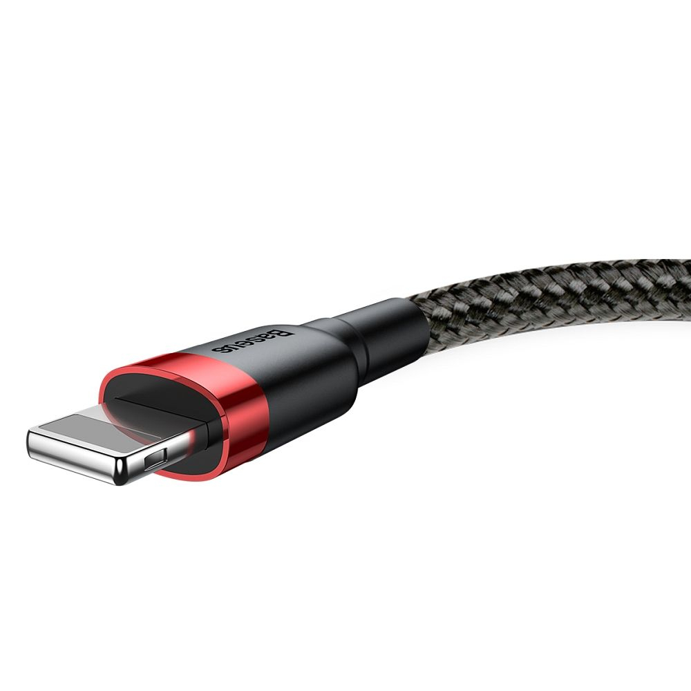 Cablu Baseus USB-A la Lightning, 2.4A, Cafule Series, 1m, Negru-Roșu [4]
