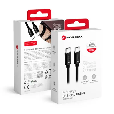 Cablu Forcell F-Energy C338, USB-C la USB-C, 60W, 3A, PD + QC4.0 – Încărcare Rapidă și Sigură [1]