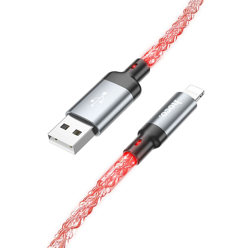 Cablu Hoco U112 USB-A la Lightning, 2.4A, 1m, Gri [3]