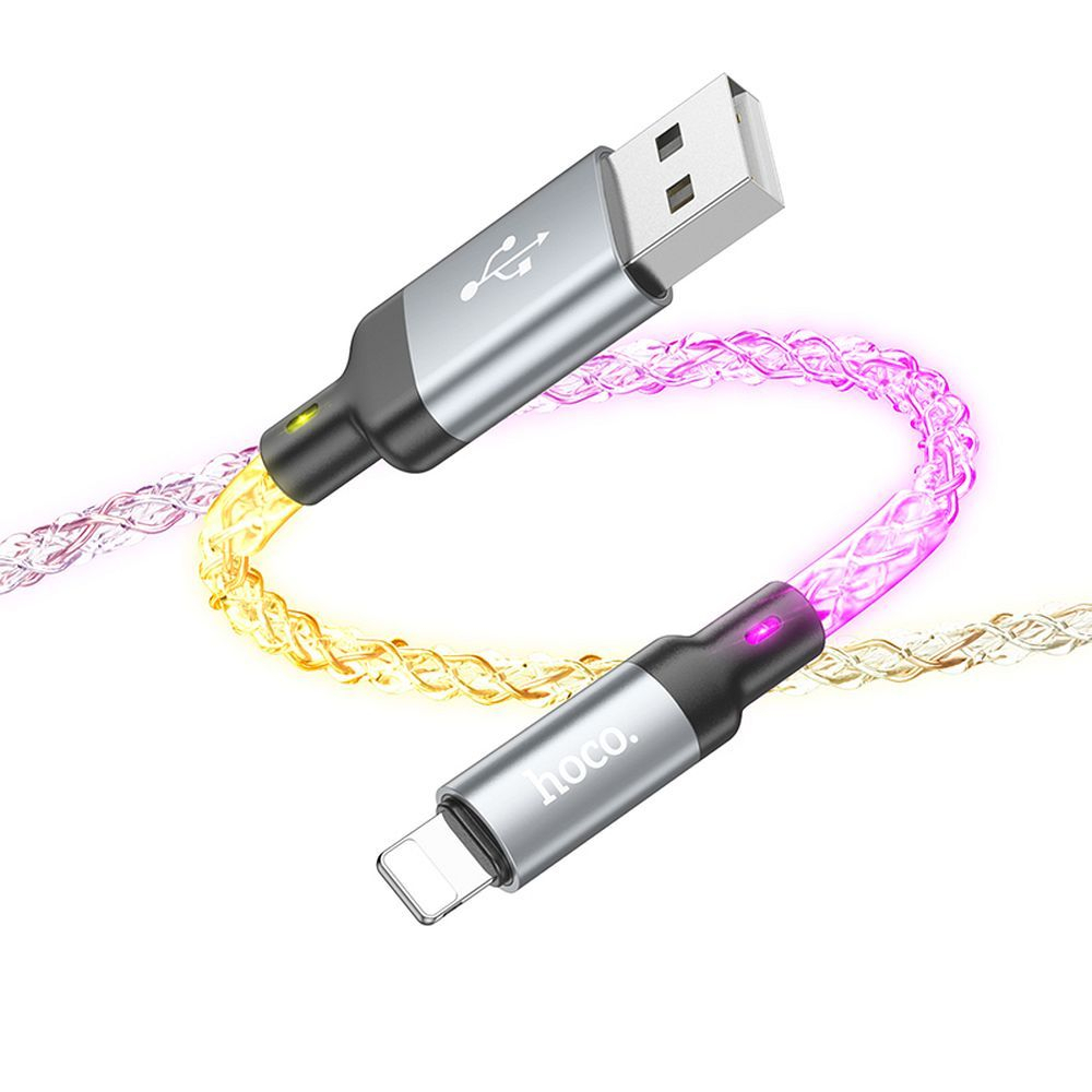 Cablu Hoco U112 USB-A la Lightning, 2.4A, 1m, Gri [6]