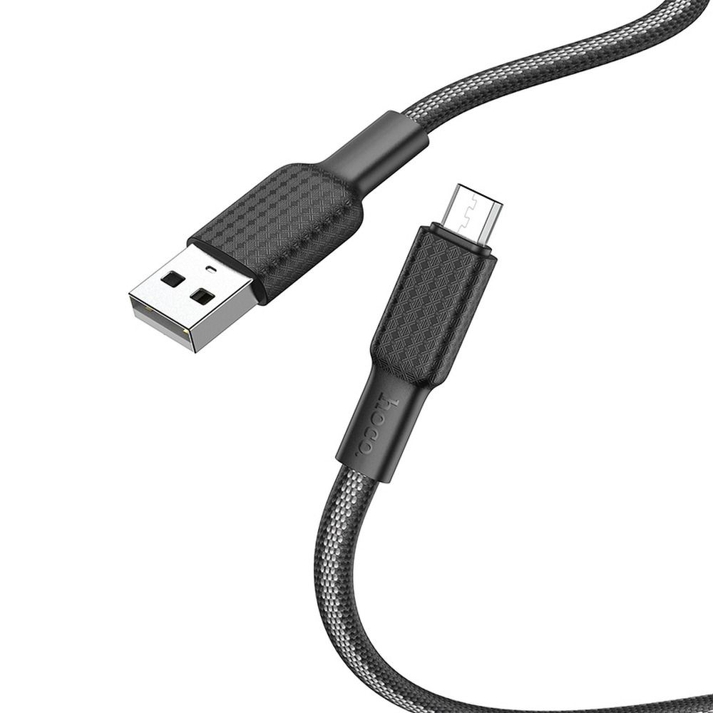 Cablu Hoco USB-A la Micro USB 2.4A X69, 1 m, Negru/Alb [1]