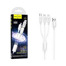 Cablu Incarcare HOCO, X74, USB la Lightning / USB Type-C / MicroUSB, 1m, Alb [1]
