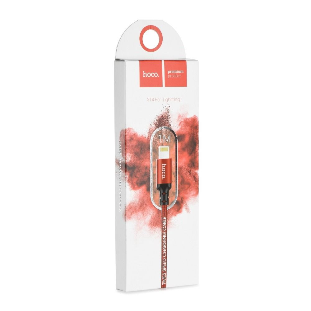 Cablu USB Hoco X14, USB-A la Lightning, 1m, Negru/Roșu [1]