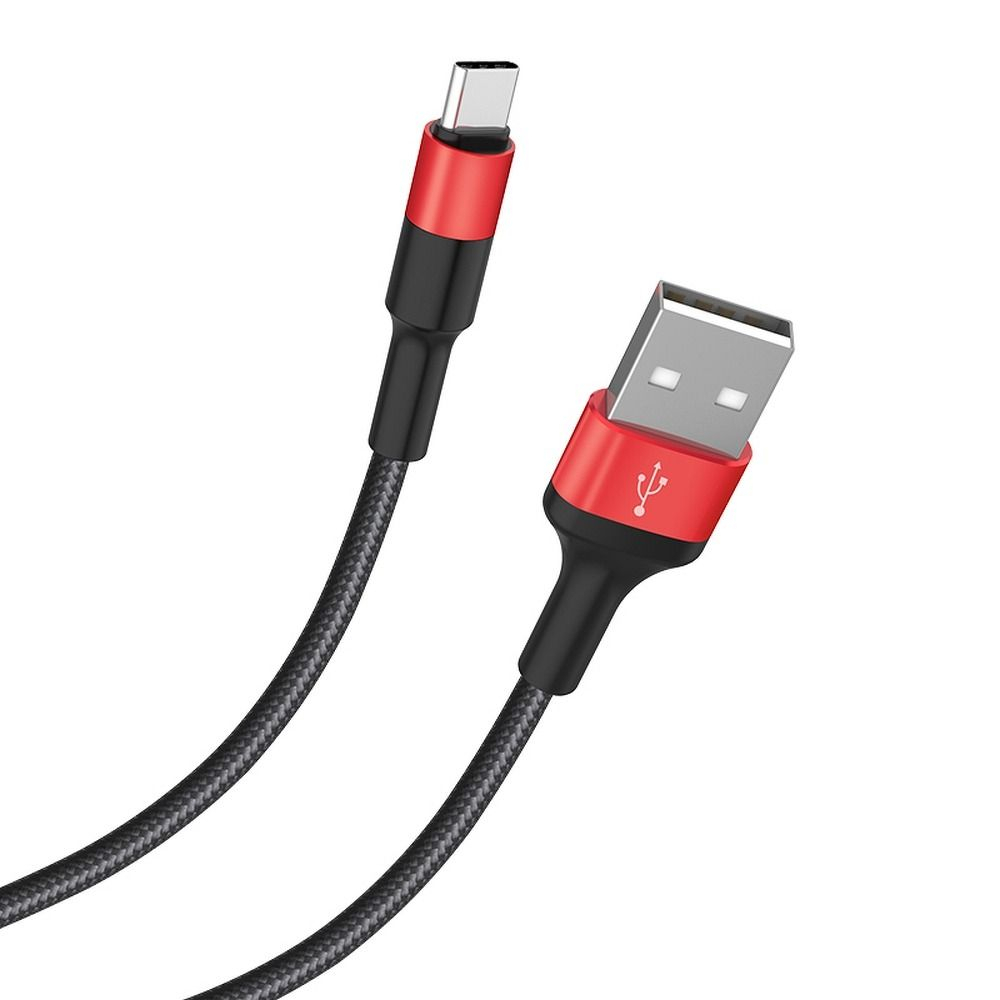 Cablu USB Hoco X26, USB-A la Type-C, 1m, 2A, Negru/Roșu [3]