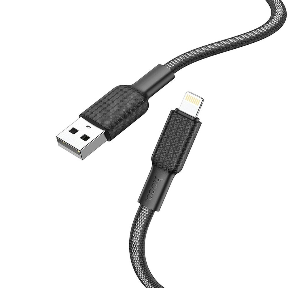 Cablu USB Hoco X69, USB-A la Lightning, 2.4A, 1m, Negru/Alb [1]