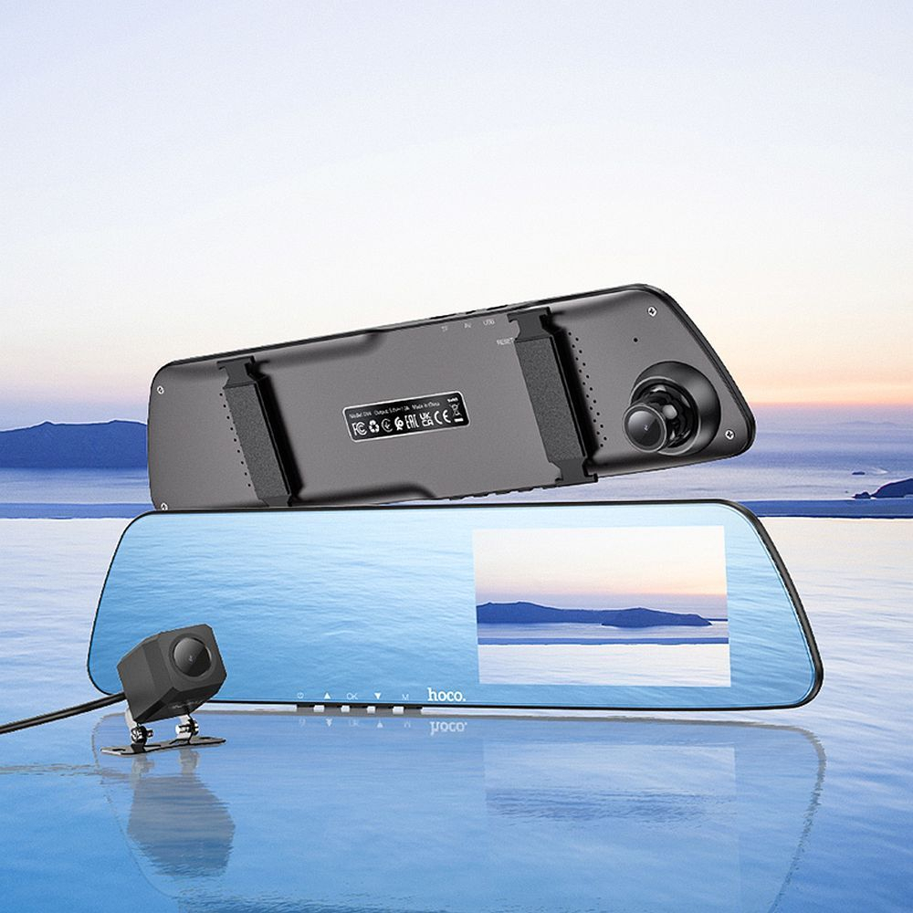 Cameră auto HOCO pentru oglindă cu ecran 4,5" + cameră spate 1080P/30fps DV4 negru [7]