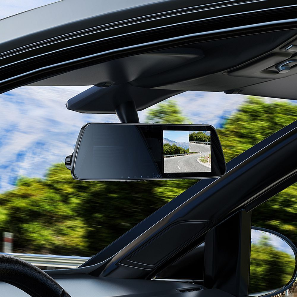 Cameră auto HOCO pentru oglindă cu ecran 4,5" + cameră spate 1080P/30fps DV4 negru [8]