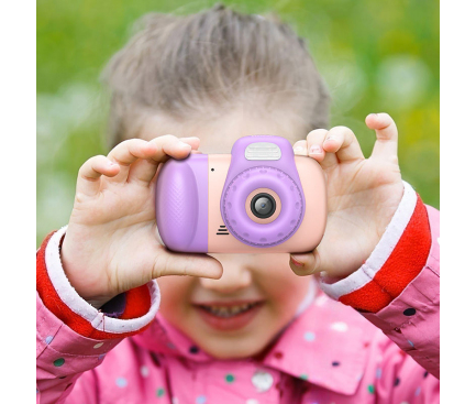 Camera Digitala HOCO DV201 Kids 1080P 2MP Roz camera foto video copii [2]