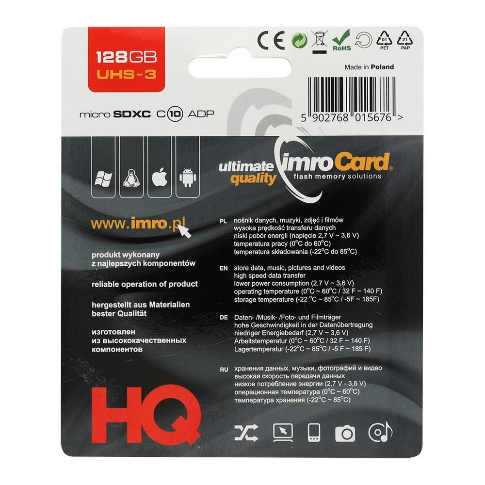 Card Memorie Imro MicroSD 128GB cu Adaptor UHS-3 100MB/s 4K - Stocare Ultra-Rapidă pentru Experiențe de Înaltă Calitate [2]