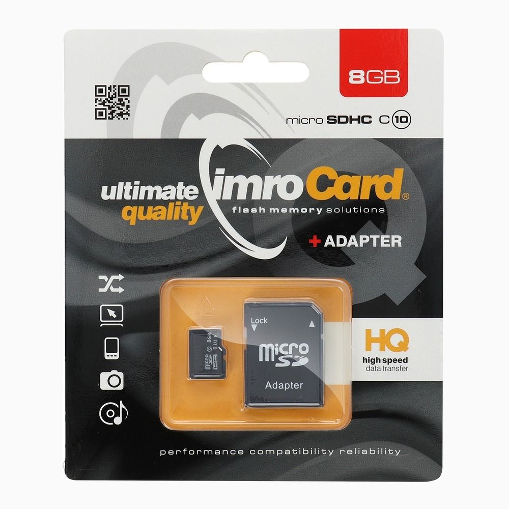 Card Memorie Imro MicroSD 8GB cu Adaptor SD - Soluția Perfectă pentru Stocare Compactă [1]