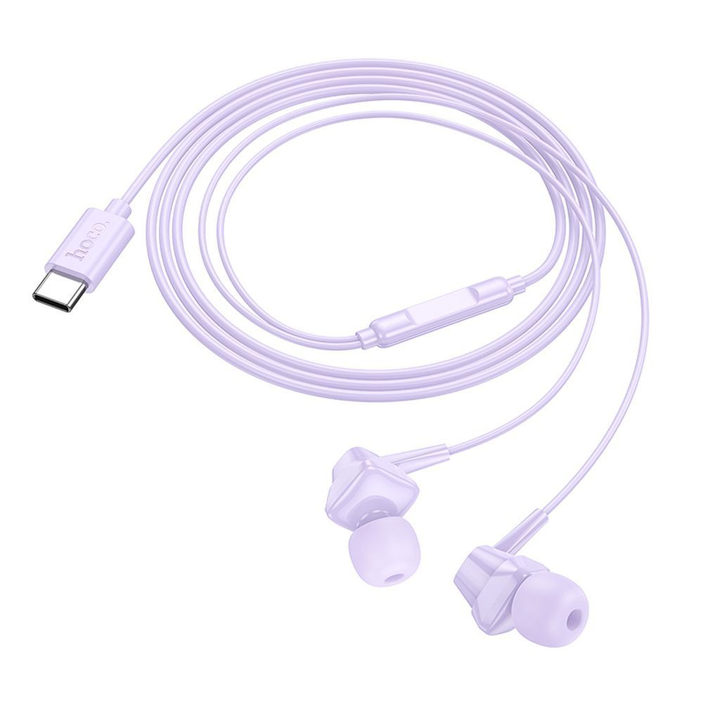 Căști cu Fir Hoco M113 cu Microfon și Conector Lightning - Mov [2]
