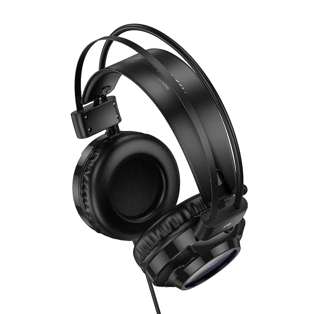 Căști cu fir HOCO USB A + Jack 3,5 mm cu microfon gaming W110 2 m negru [4]