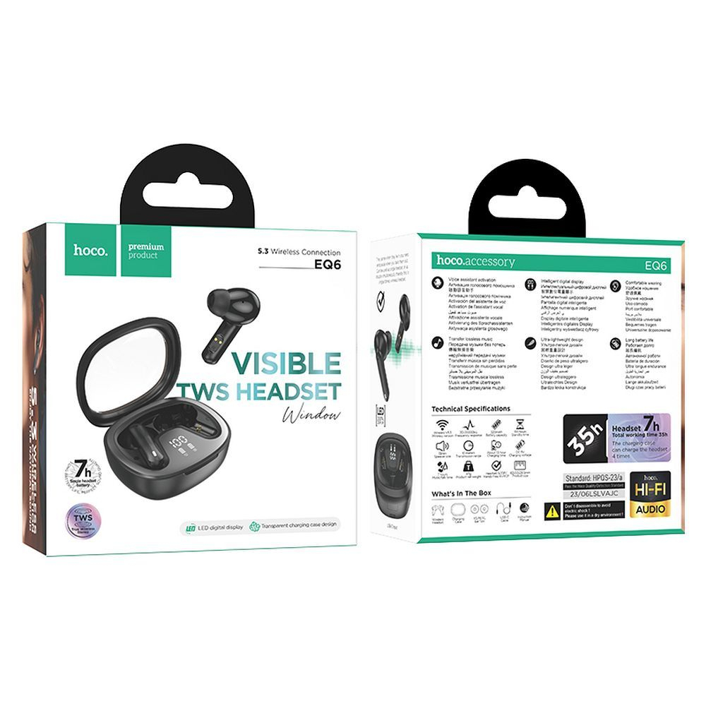 Căști Wireless Bluetooth Hoco EQ6 – TWS, Design Elegant, Negru [3]